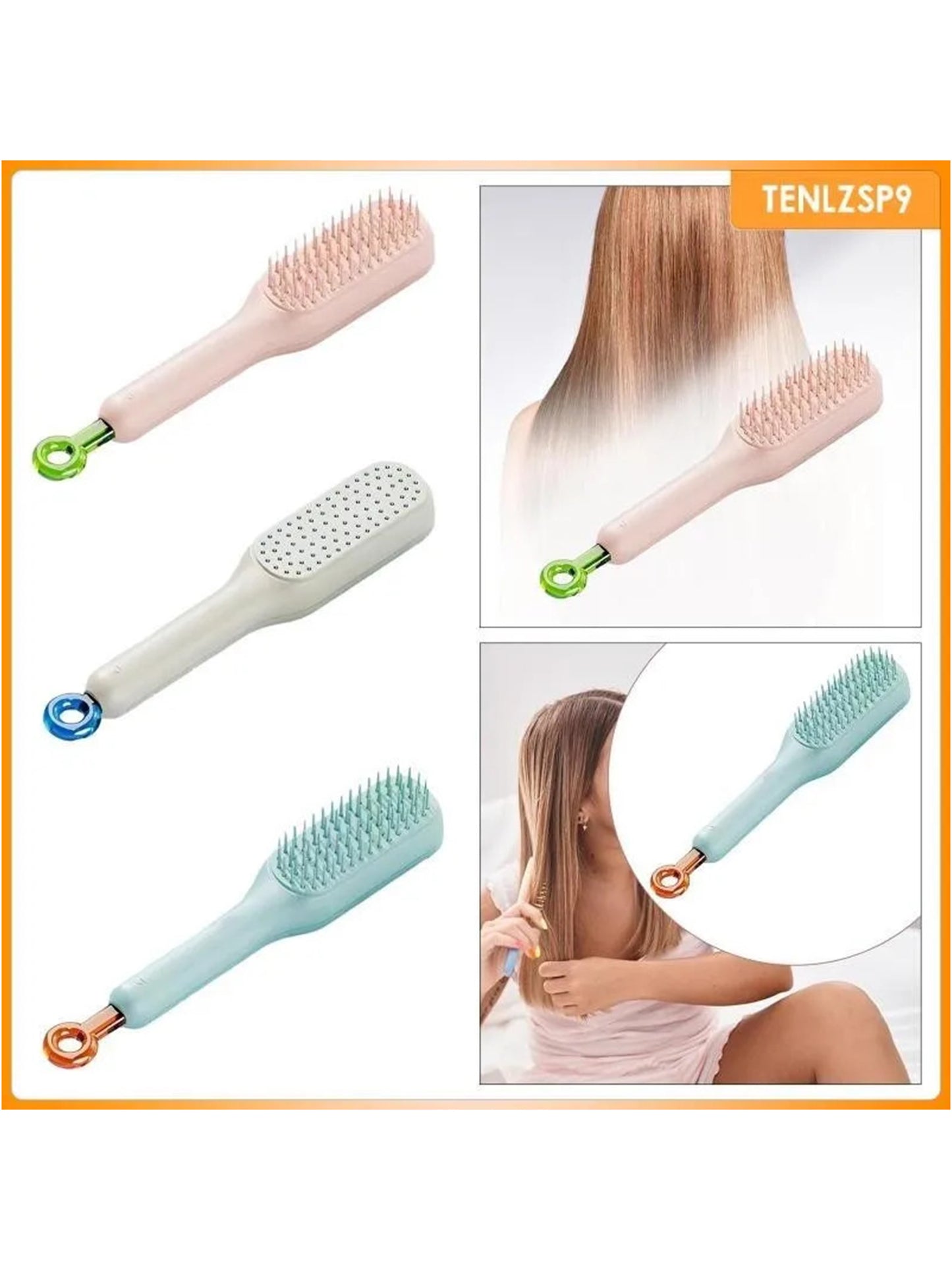 Multicolor Retractable Rotatable Comb Massage Anti-static Hair Comb C16