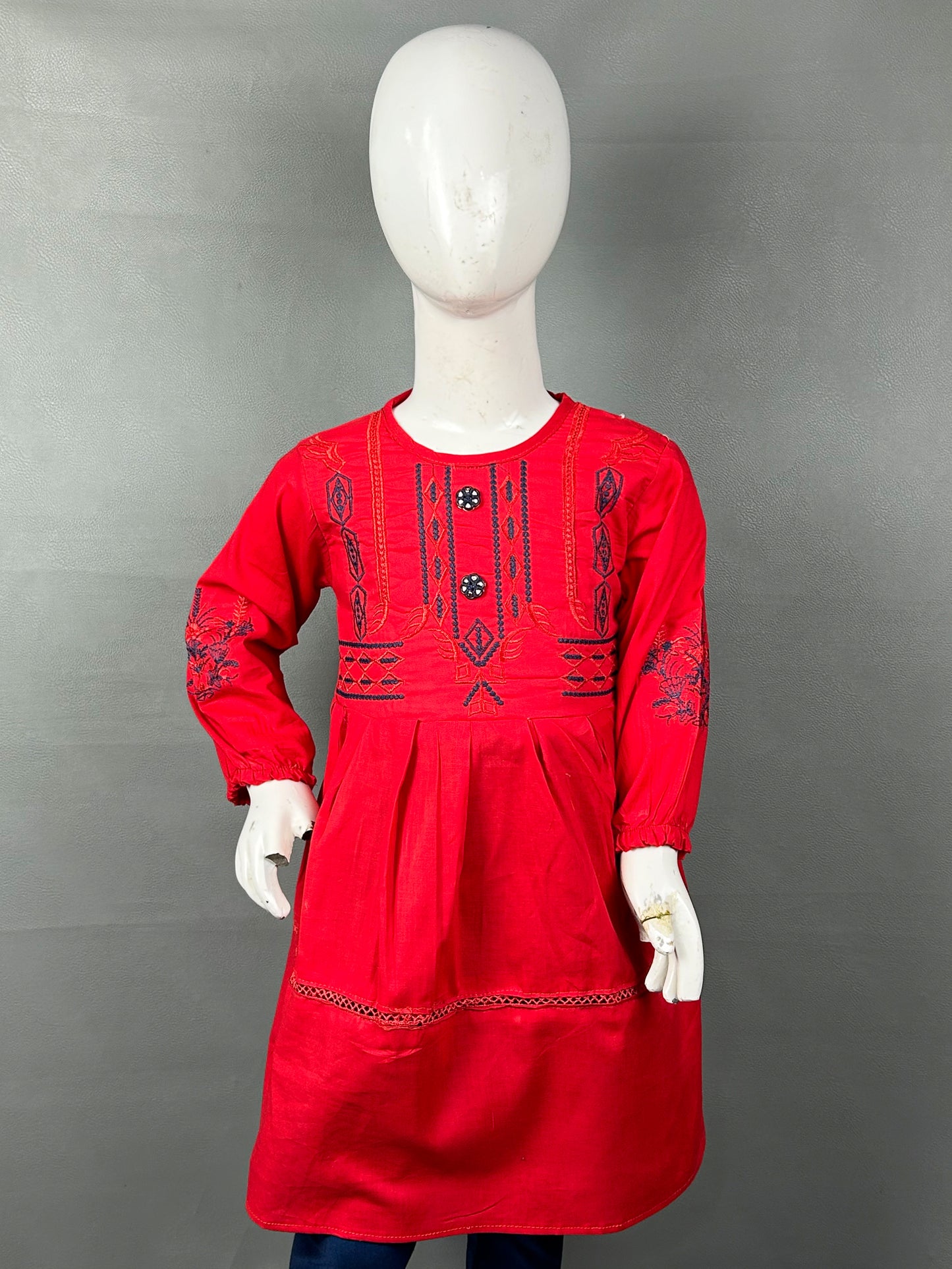 5Yr - 12Yrs Red Embroidered Suit For Girls RZ GS136