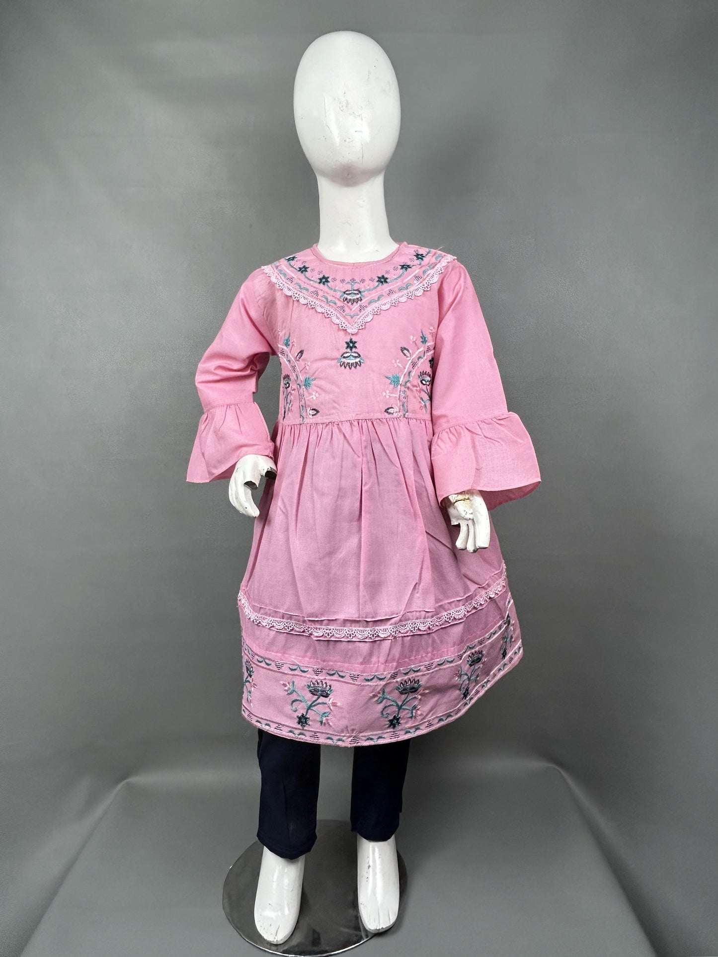 5Yr - 12Yrs Pink Embroidered Suit For Girls RZ GS149