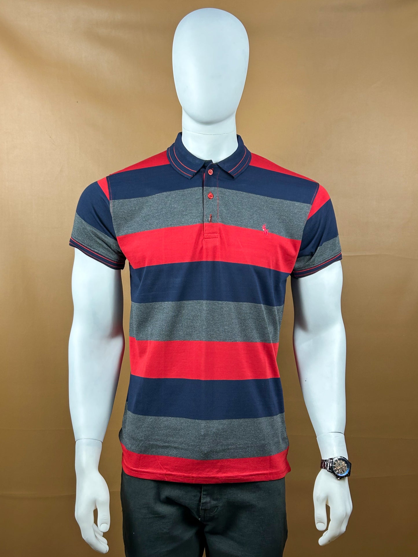Red Striped Polo T-Shirt For Men MTS119