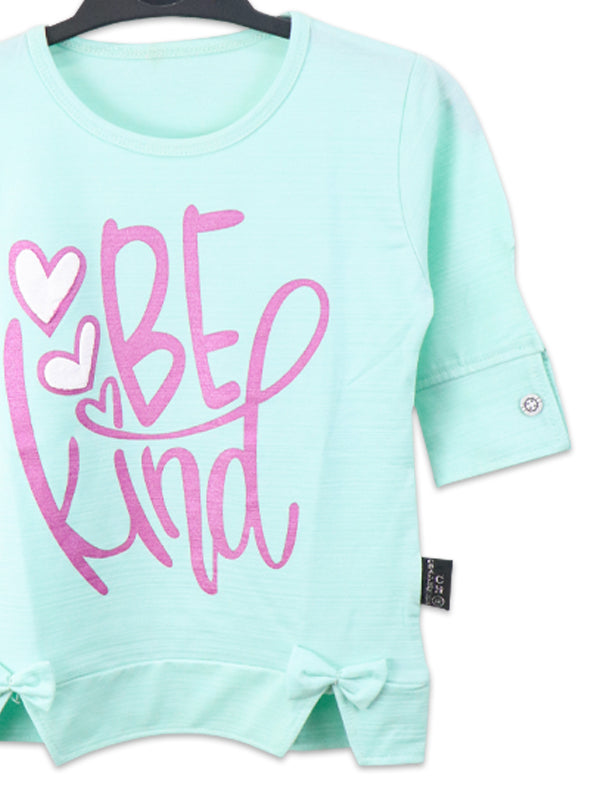 ATT Girls T-Shirt 3.5 Yrs - 9 Yrs Be Kind Light Turquoise