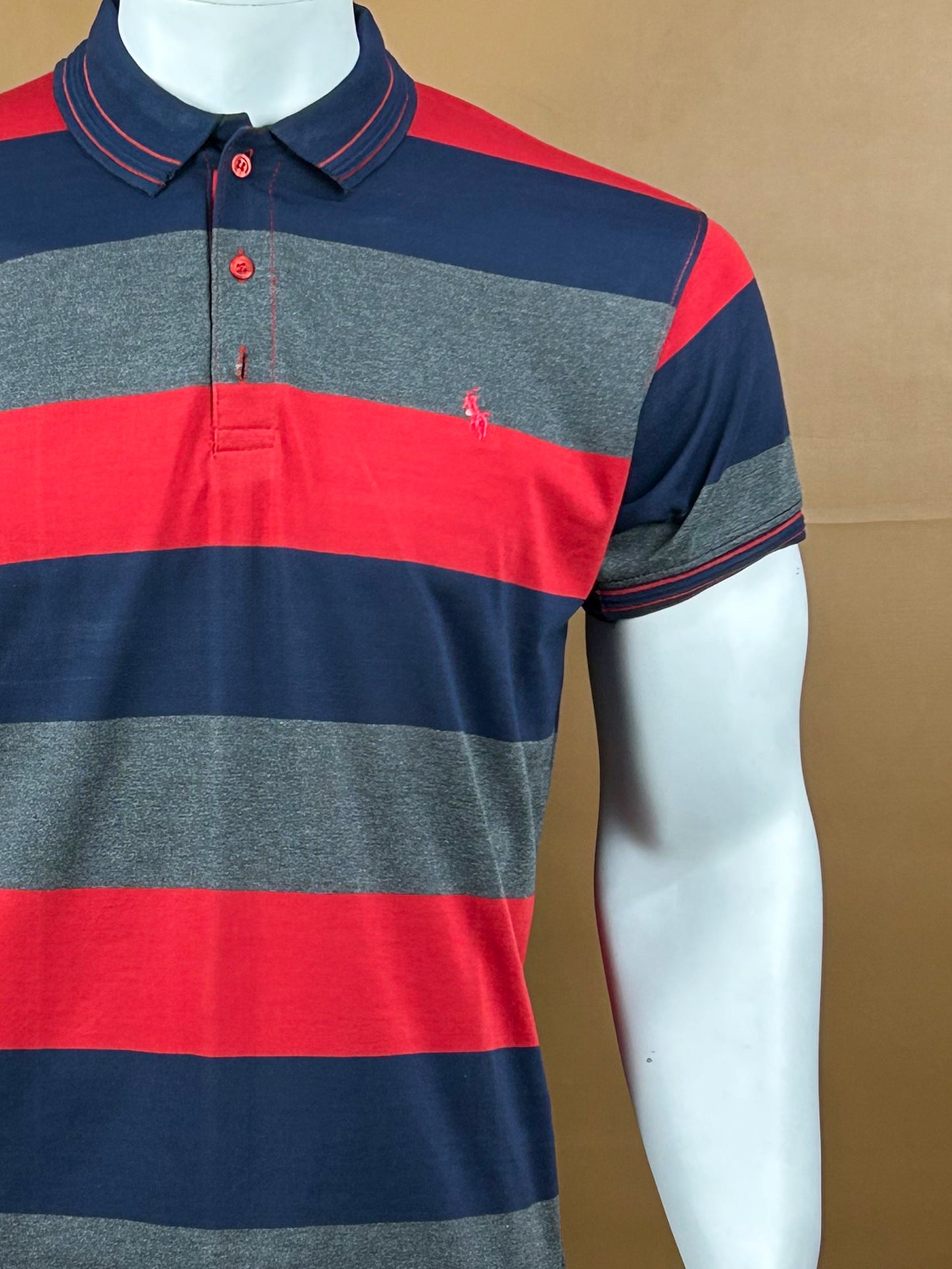 Red Striped Polo T-Shirt For Men MTS119