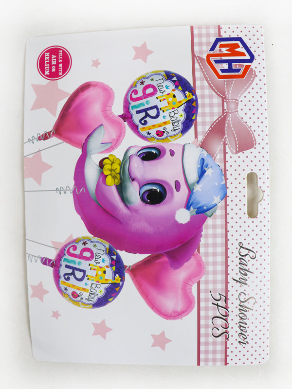 BP16 Baby Girl Dolphin 5 Pcs Foil Balloons