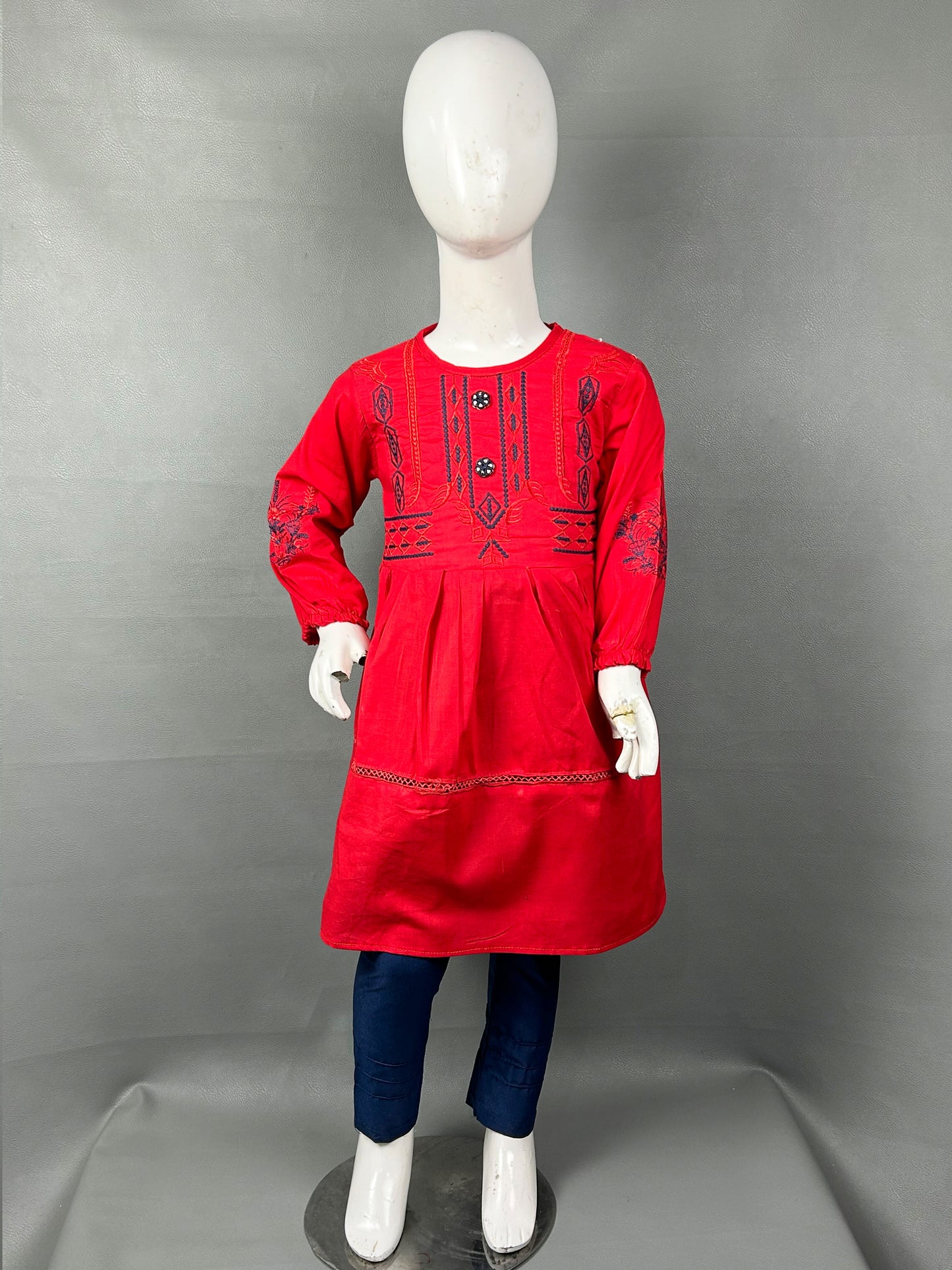 5Yr - 12Yrs Red Embroidered Suit For Girls RZ GS136