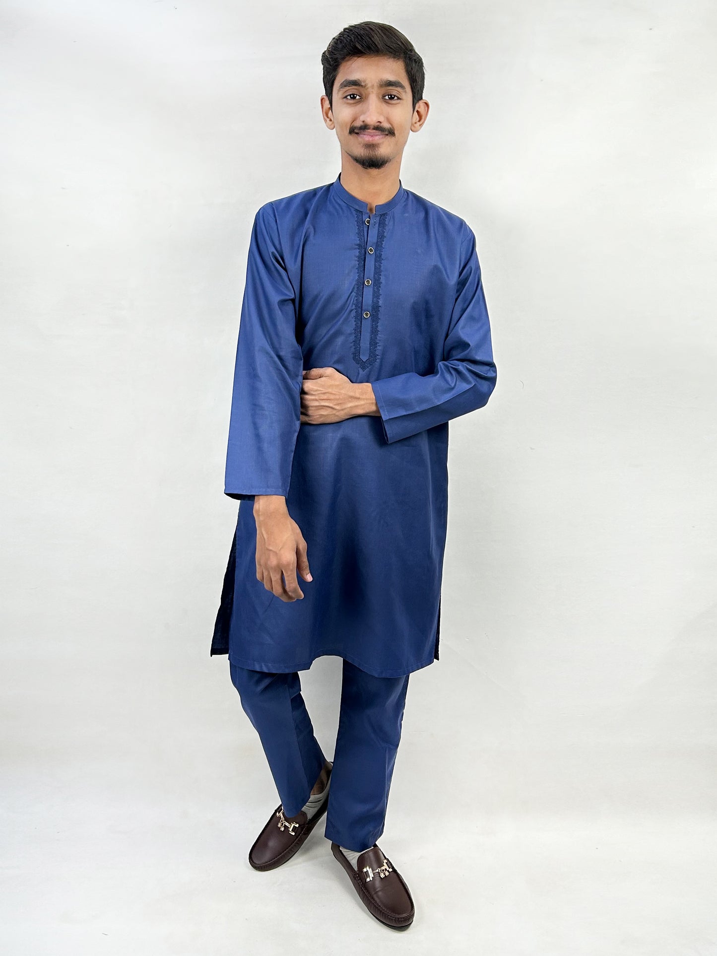 15Yrs - 17Yrs Dark Blue Kurta Pajama Suit For Boys AM BKS93