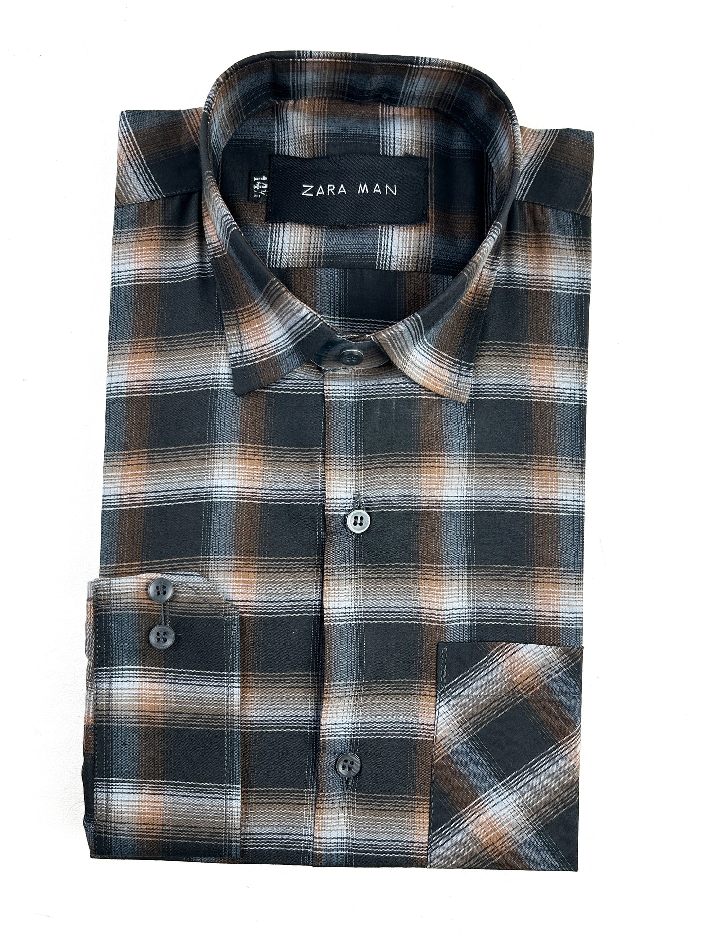 Black Checks Formal Dress Shirt For Men MFS332