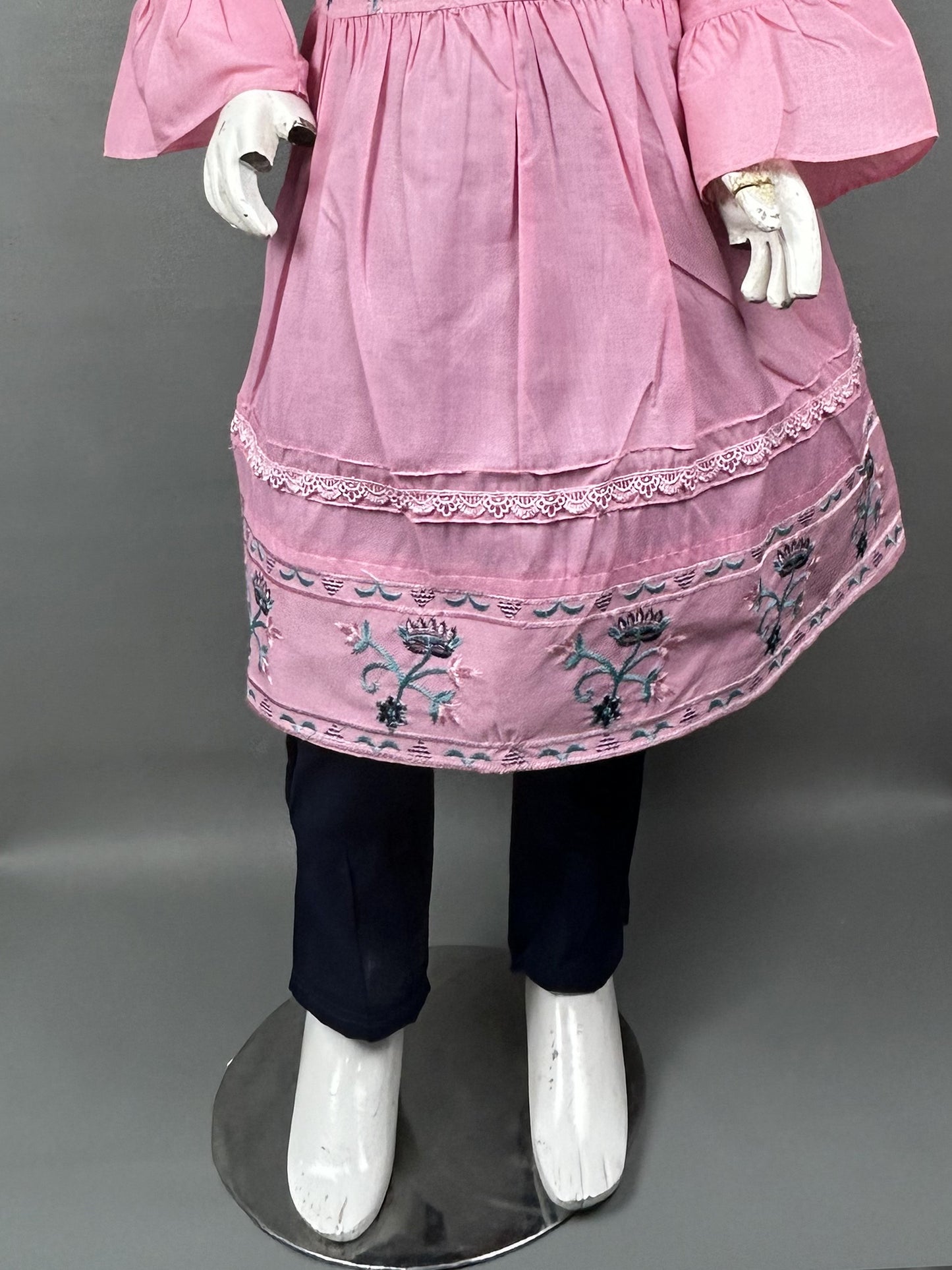 5Yr - 12Yrs Pink Embroidered Suit For Girls RZ GS149