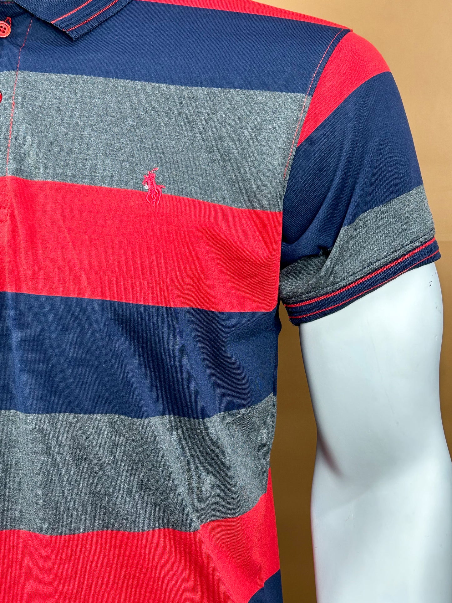 Red Striped Polo T-Shirt For Men MTS119