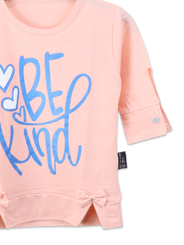 ATT Girls T-Shirt 3.5 Yrs - 9 Yrs Be Kind Light Peach