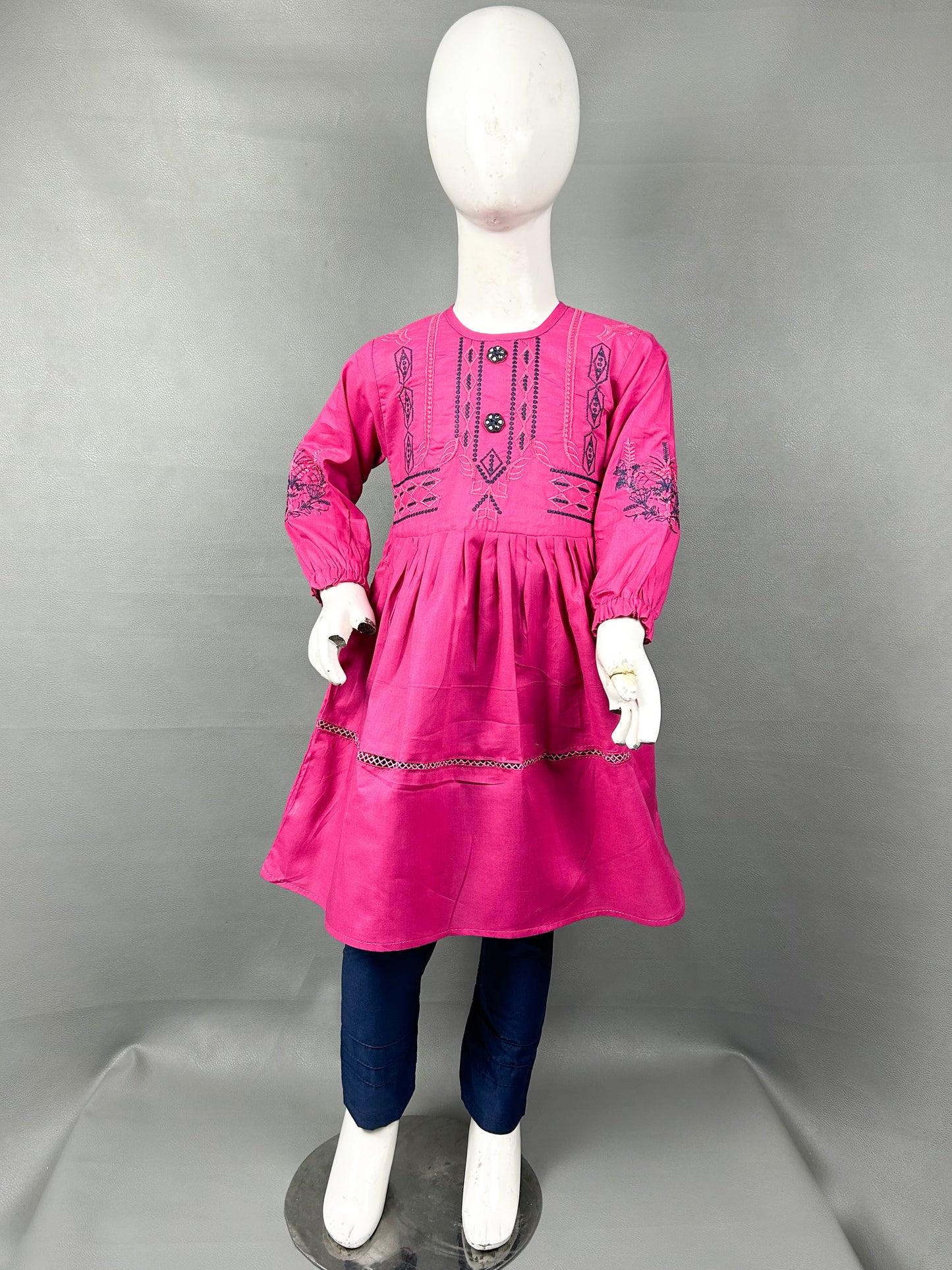 5Yr - 12Yrs Dark Pink Embroidered Suit For Girls RZ GS137