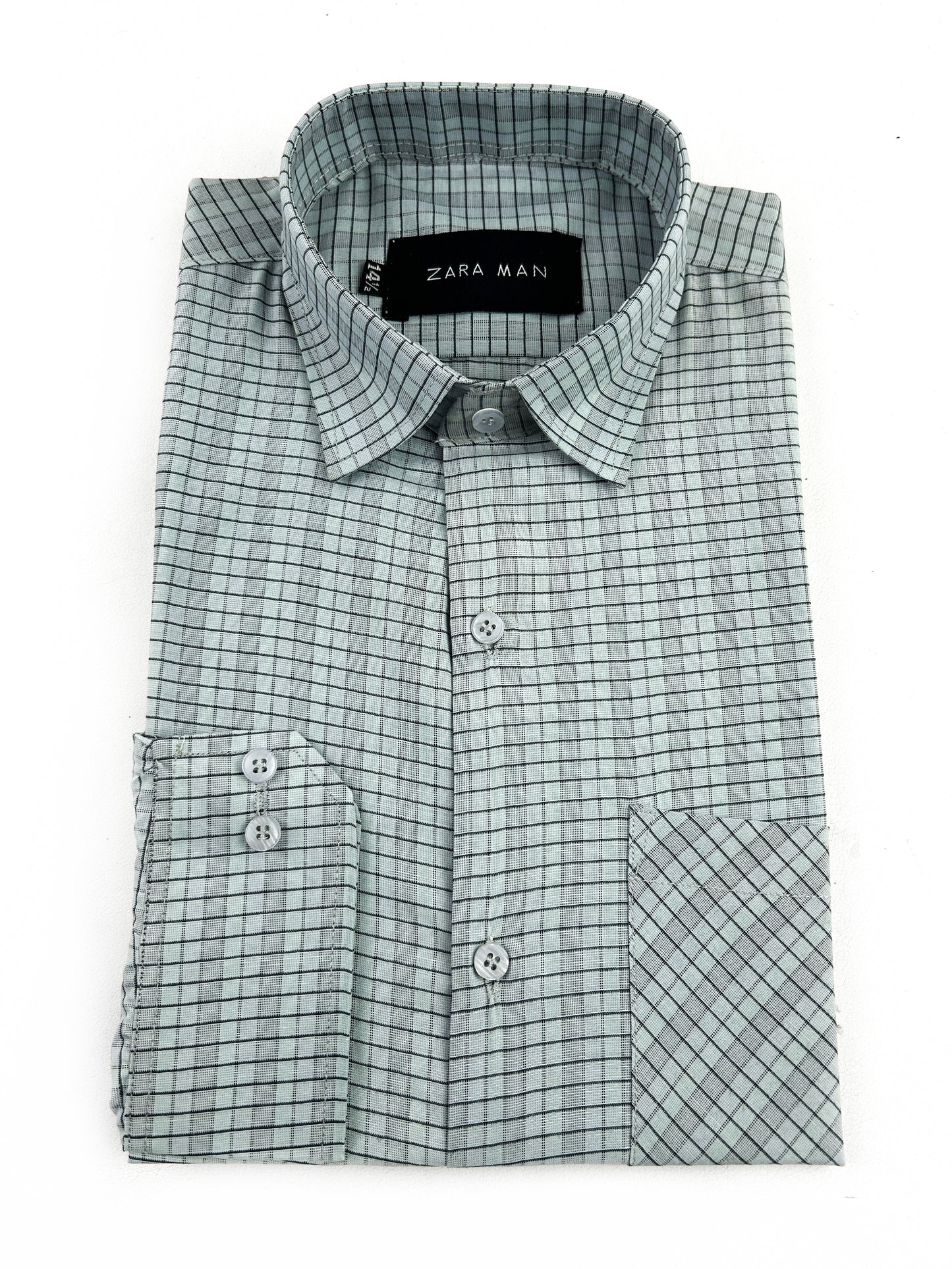 Green Checks Formal Dress Shirt For Men MFS333