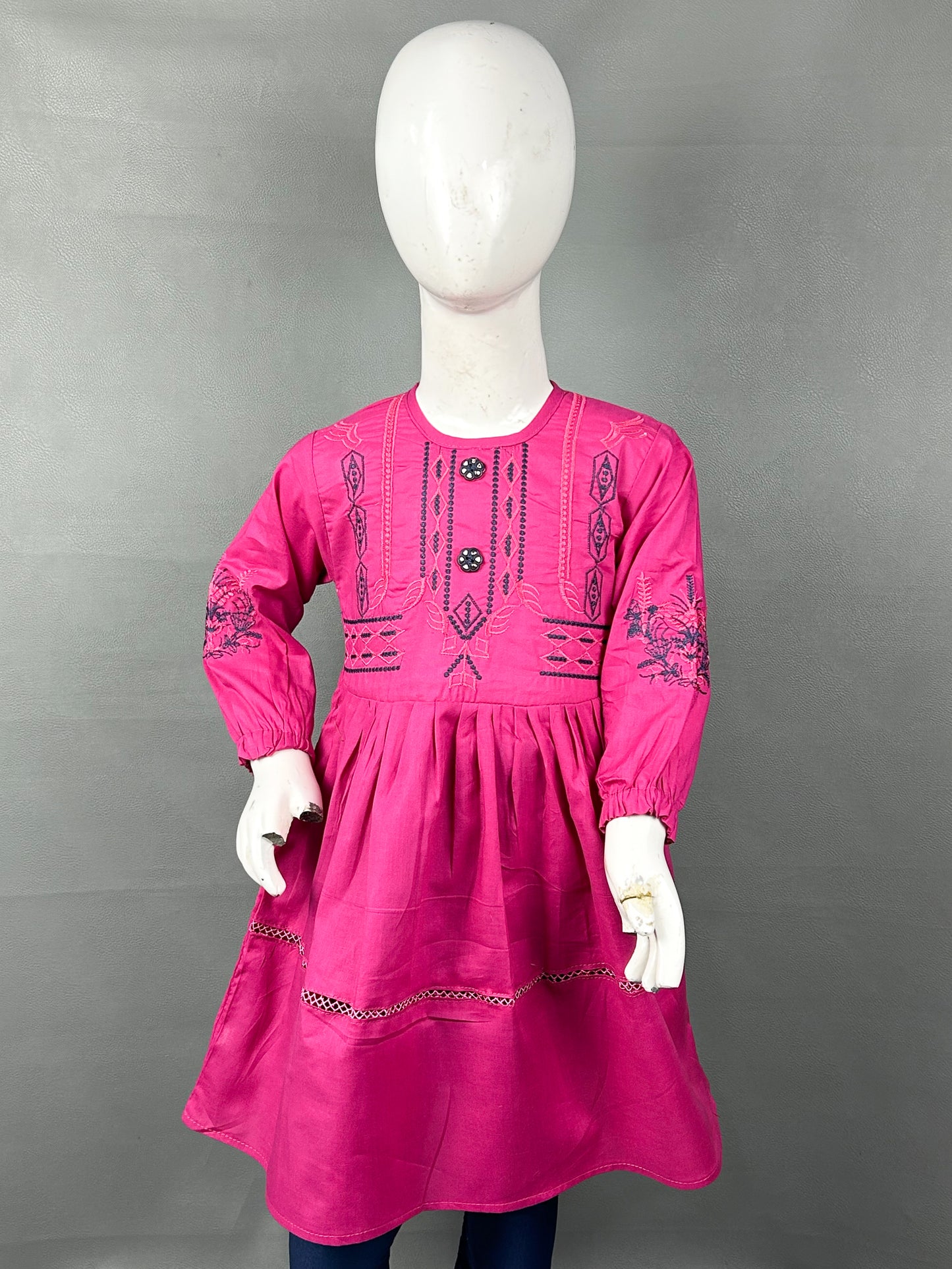 5Yr - 12Yrs Dark Pink Embroidered Suit For Girls RZ GS137