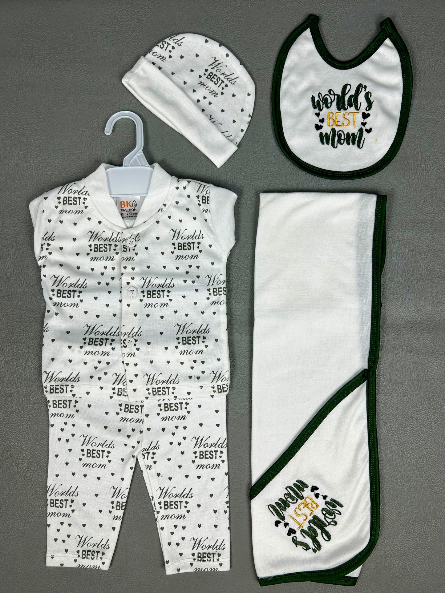 0Mth - 3Mth Best Dark Green 5Pcs Gift Set For Newborn HG NBGS158