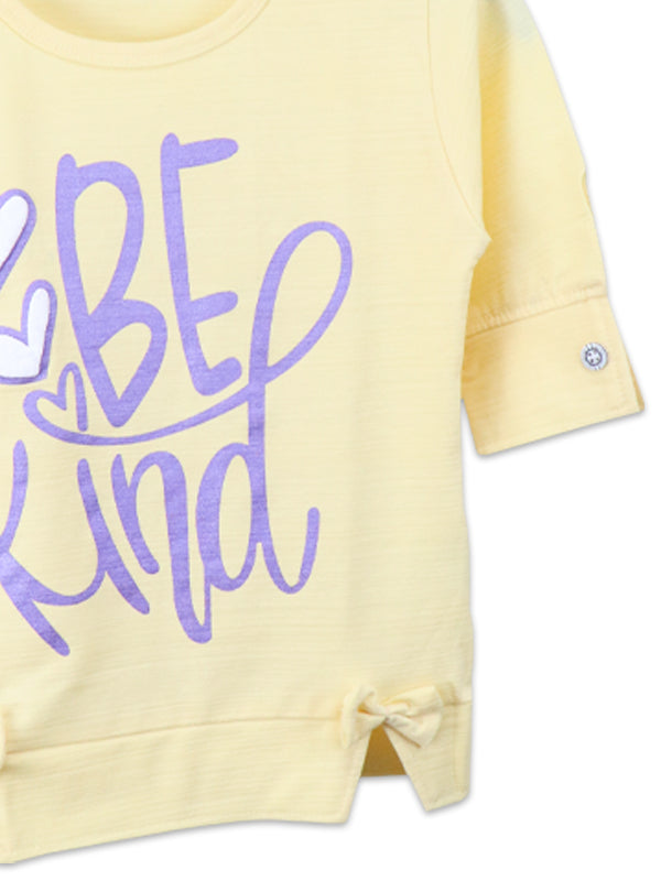 ATT Girls T-Shirt 3.5 Yrs - 9 Yrs Be Kind Light Yellow
