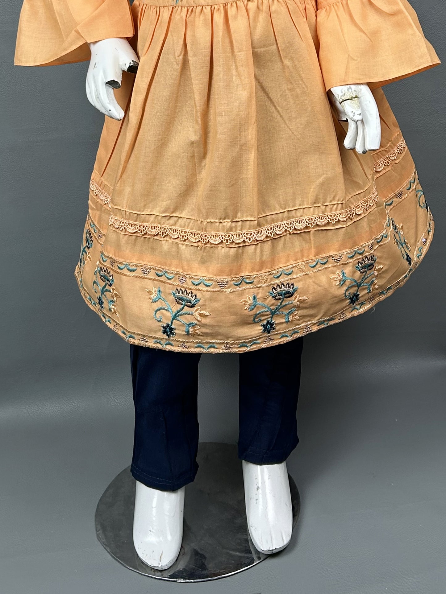 5Yr - 12Yrs Light Orange Embroidered Suit For Girls RZ GS150