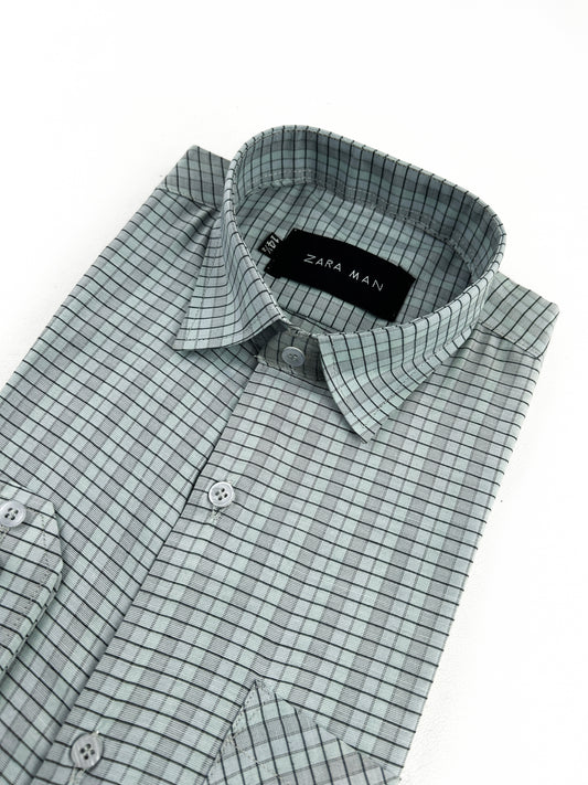 Green Checks Formal Dress Shirt For Men MFS333