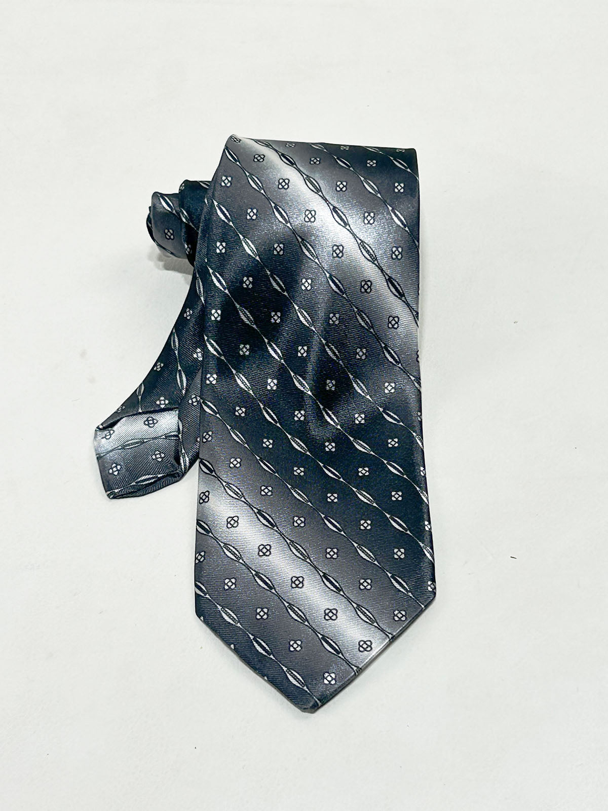 Silver Black Geometric Pattern Formal Party Wear Tie For Men MPT37
