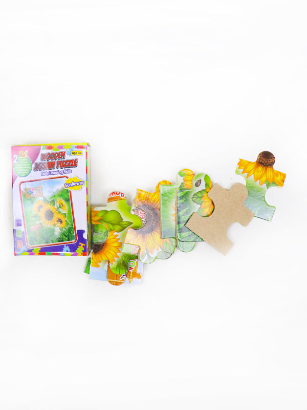 2 in 1 Wooden Jigsaw Puzzle Sun Flower + Car