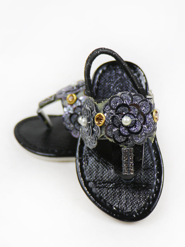 NBYB11 Baby Girl Crochet Sandal Black