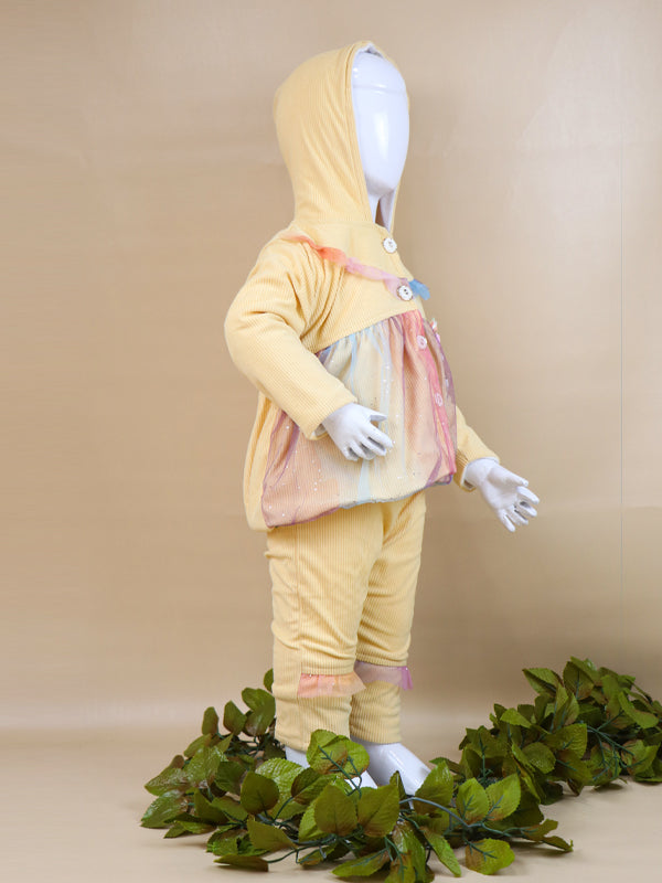 NBYS07 BG Hooded Newborn Baby Suit 0Mth - 6Mth Angel Light Yellow