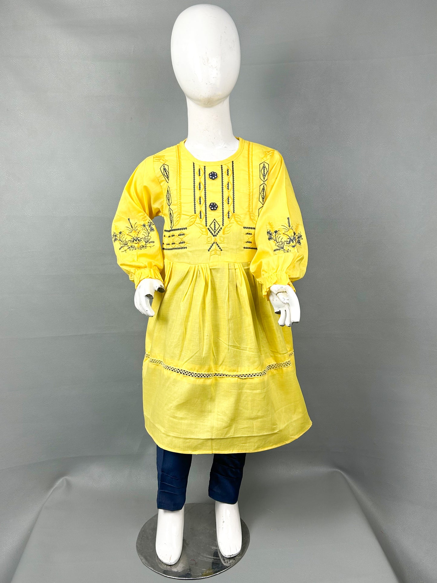 5Yr - 12Yrs Yellow Embroidered Suit For Girls RZ GS138