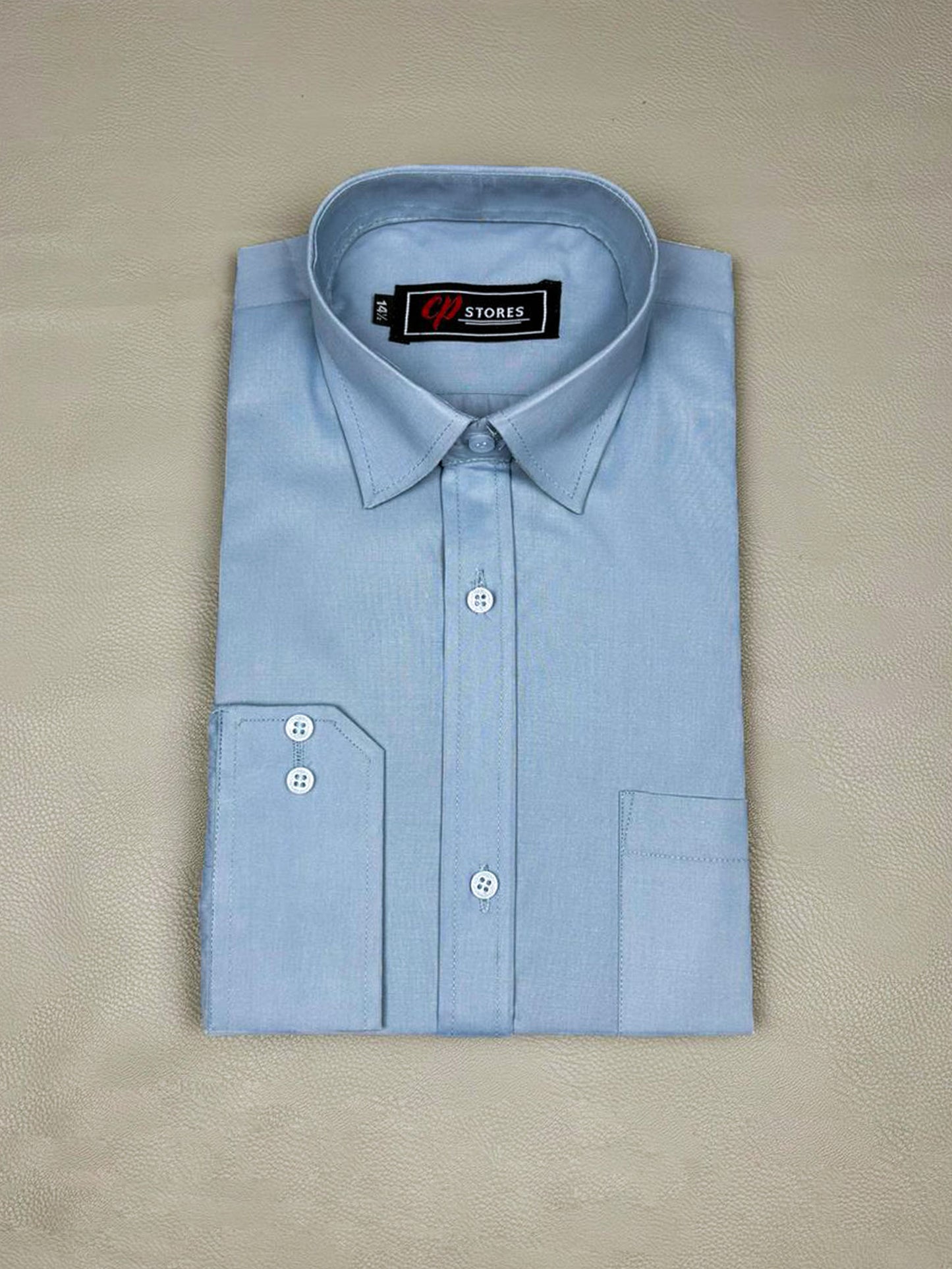 AZ Men's Formal Dress Shirt Plain Light Blue