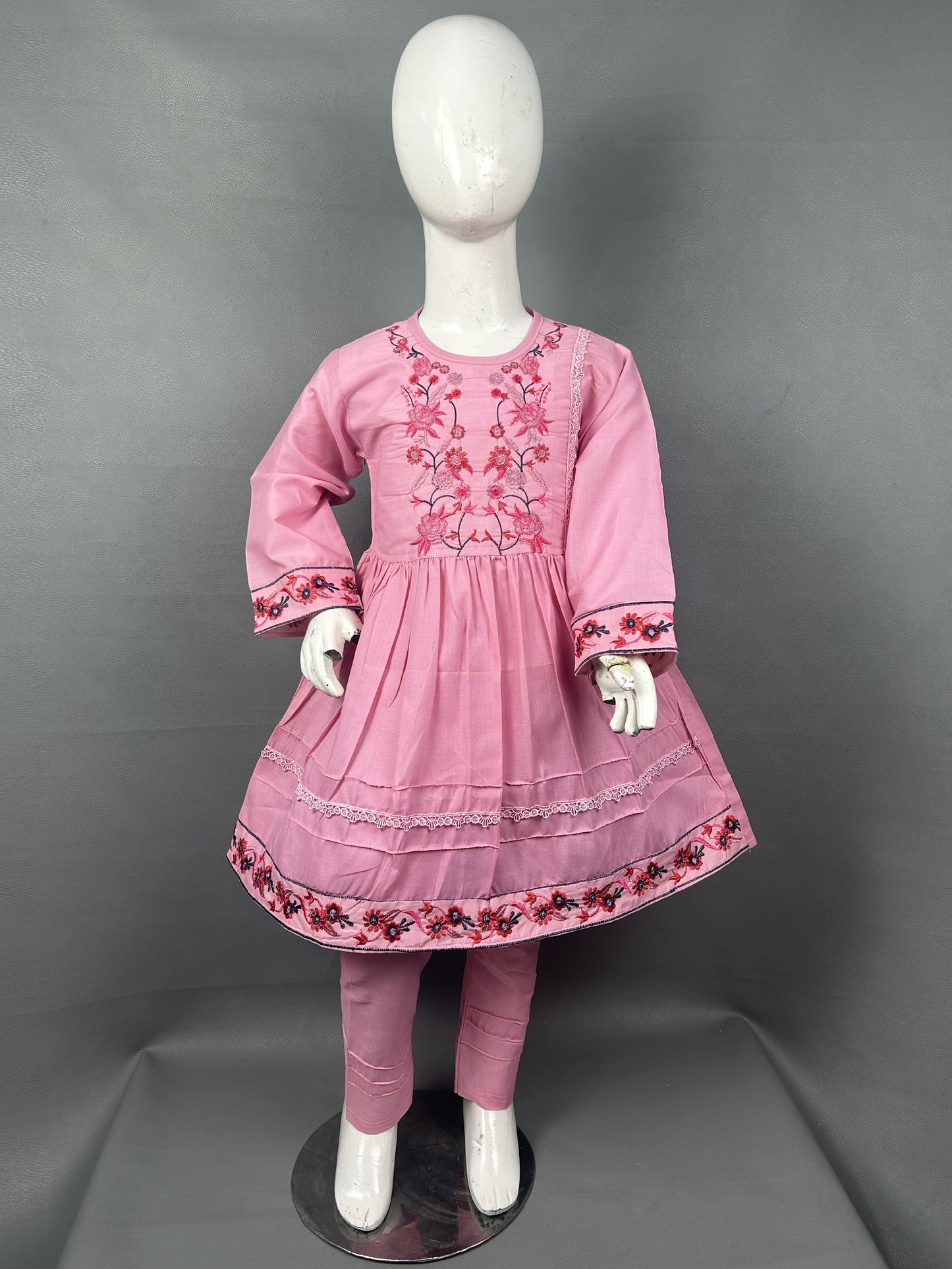 5Yr - 12Yrs Pink Embroidered Suit For Girls RZ GS151