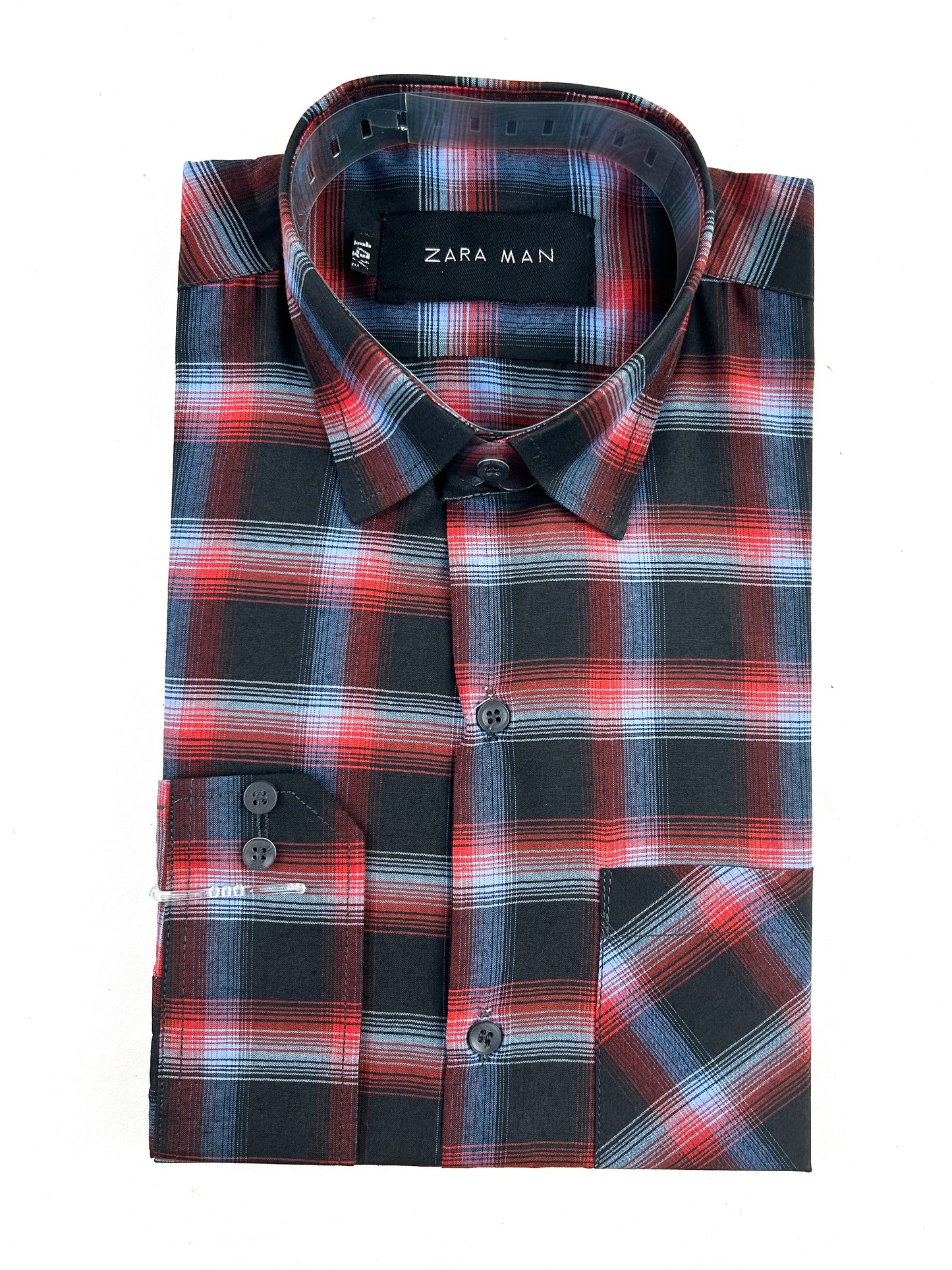 R Black Checks Formal Dress Shirt For Men MFS334