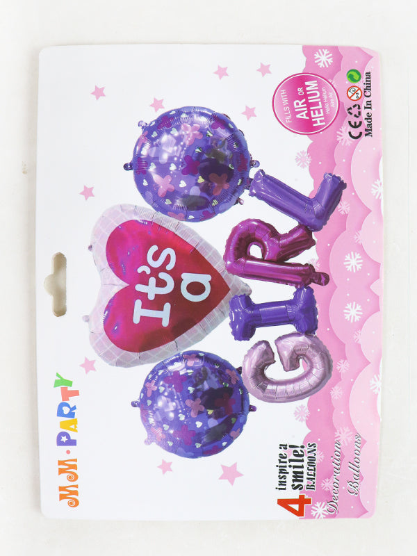 BP19 Baby Girl 4 Pcs Foil Balloons