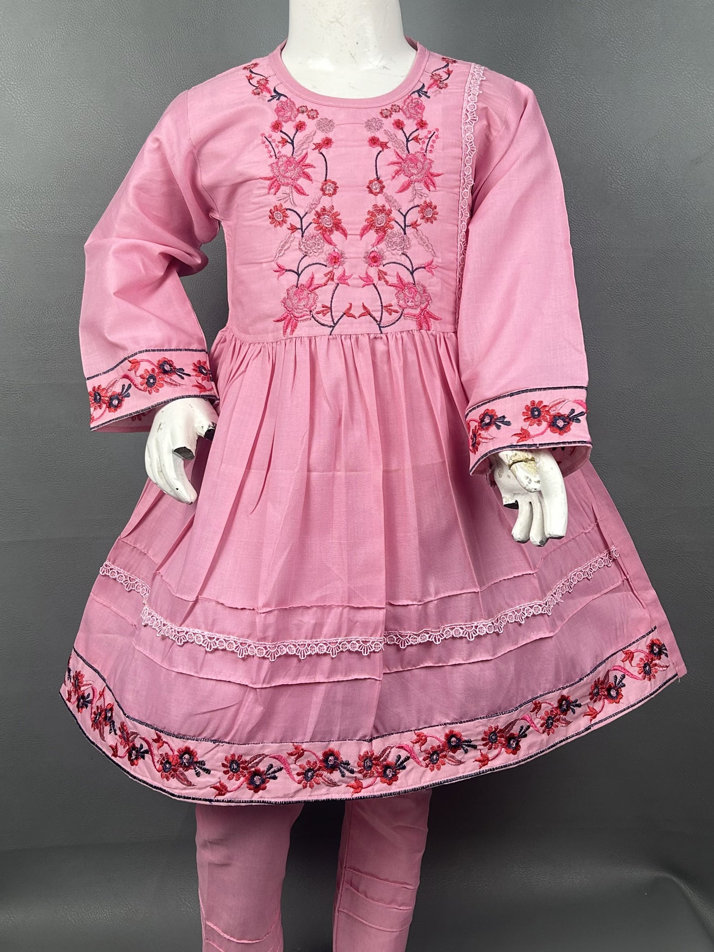 5Yr - 12Yrs Pink Embroidered Suit For Girls RZ GS151