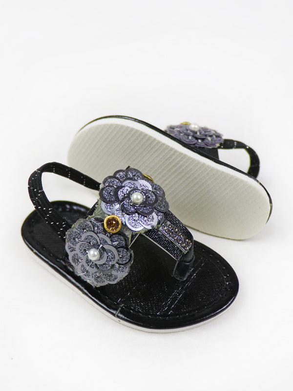 NBYB11 Baby Girl Crochet Sandal Black