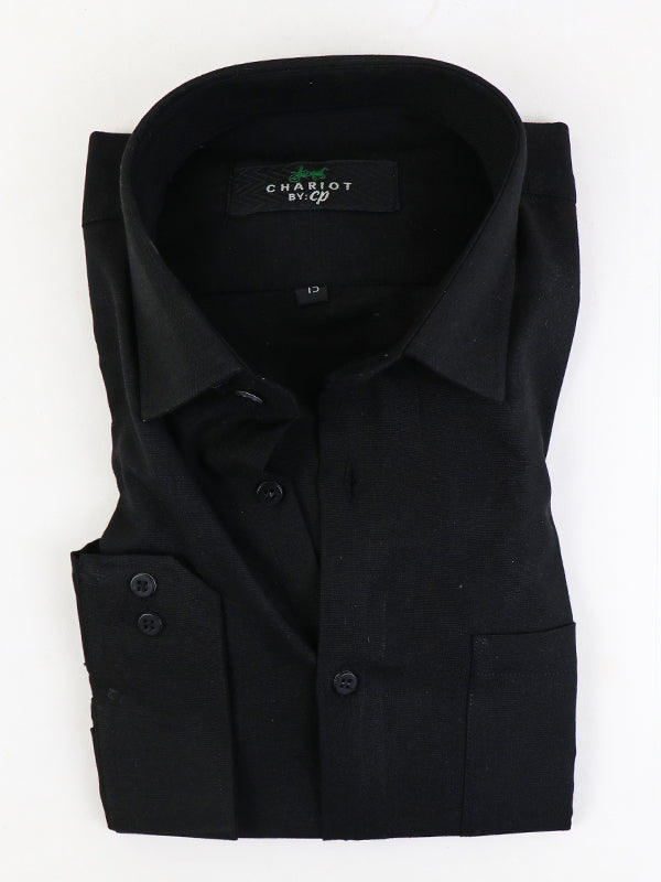 AZ Men's Formal Dress Shirt Plain Black – The Cut Price