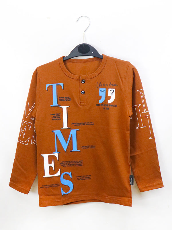 ATT Boys T-Shirt 5Yrs - 10 Yrs Times Brown