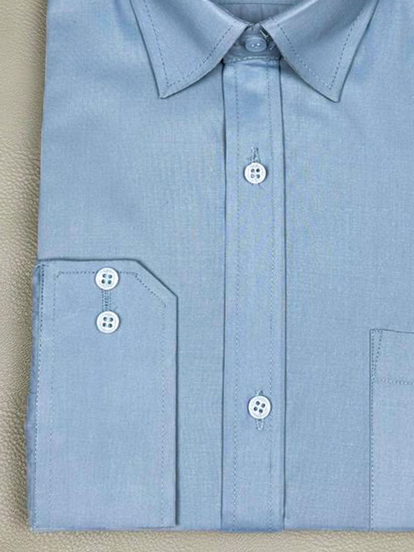 AZ Men's Formal Dress Shirt Plain Light Blue