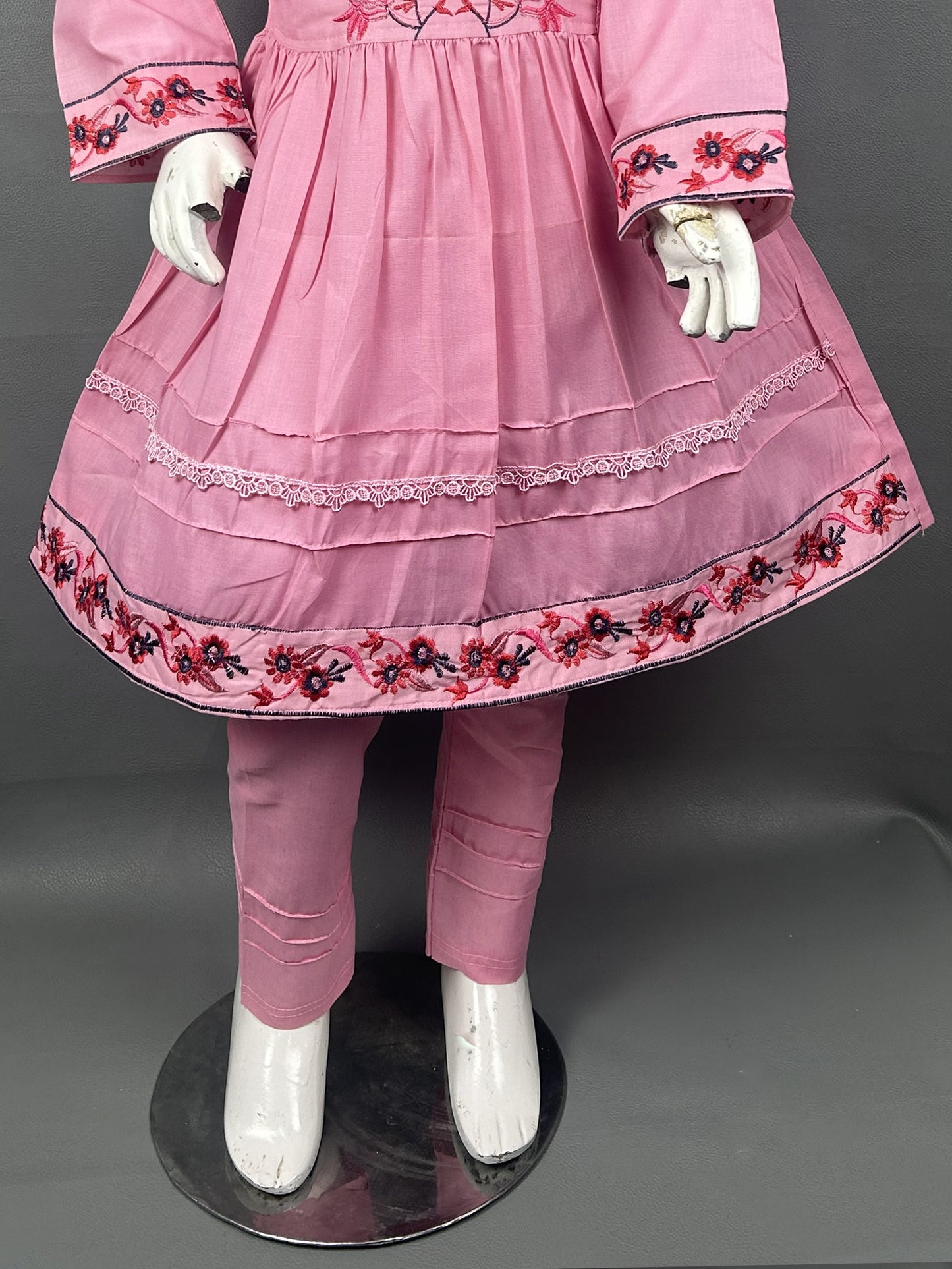 5Yr - 12Yrs Pink Embroidered Suit For Girls RZ GS151