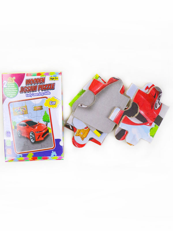 2 in 1 Wooden Jigsaw Puzzle Sun Flower + Car