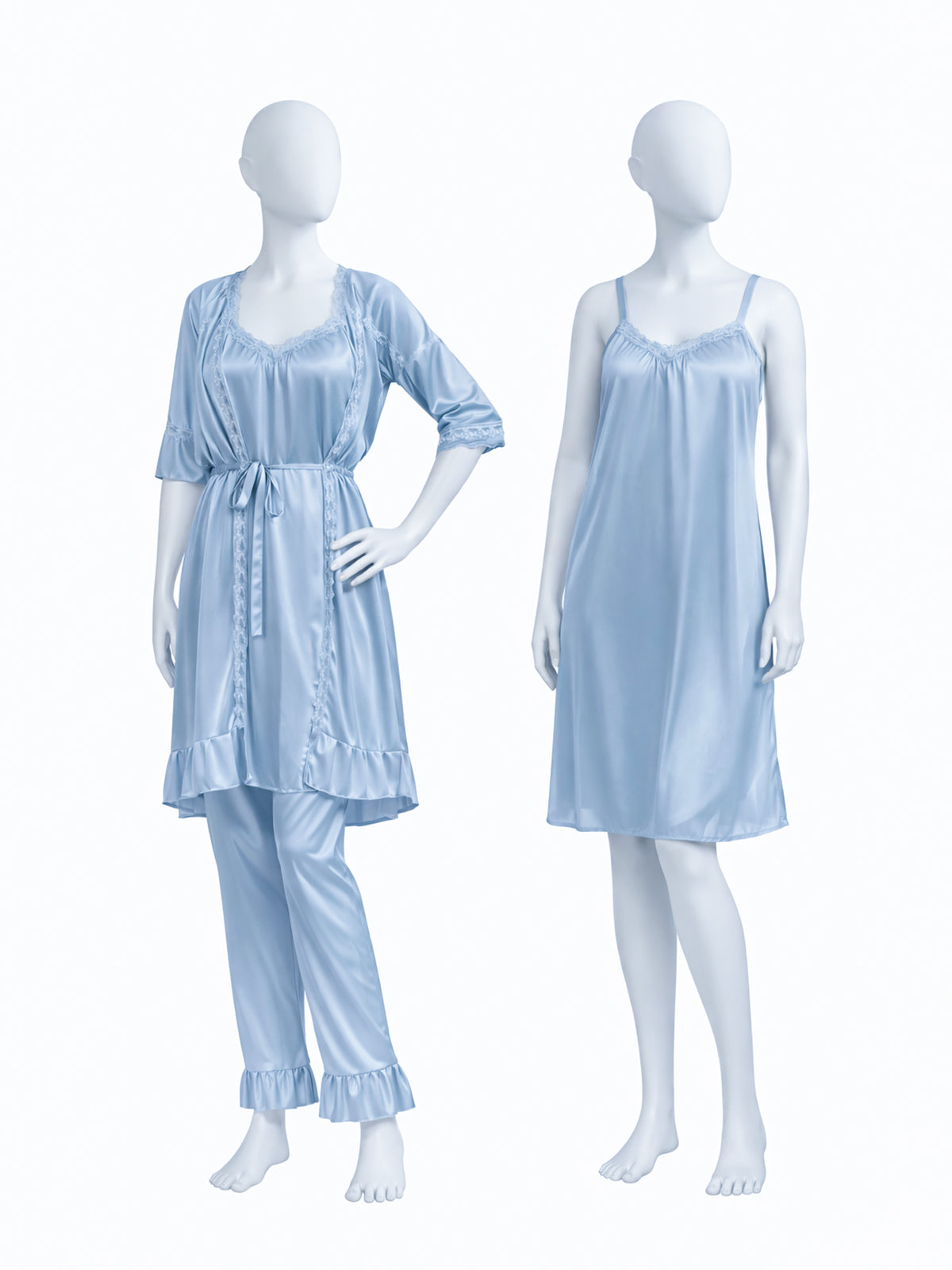 3 Piece Satin Grey Nighty Set for Girls and Women WSN13