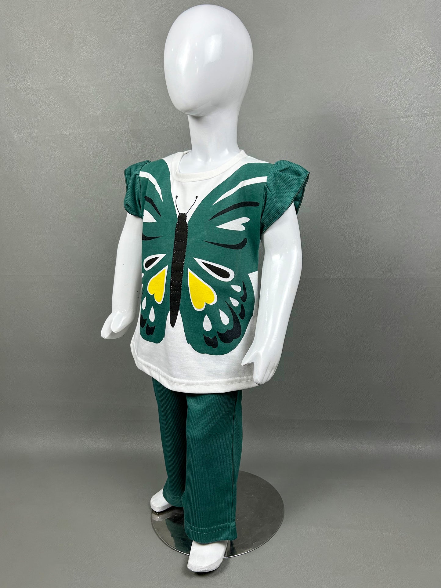 2Yr - 6Yrs Butterfly Dark Green Suit For Girls SK GS207