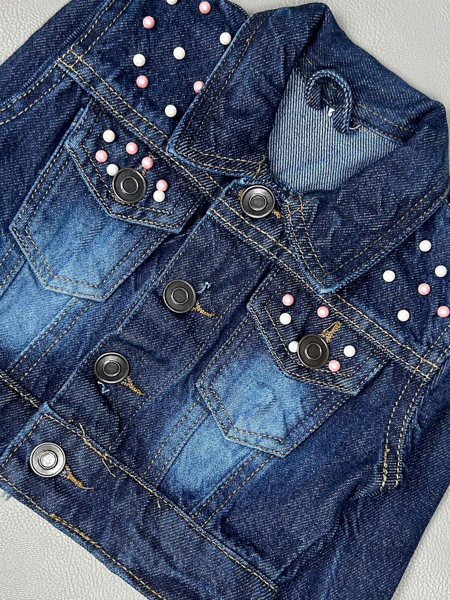 2Yrs- 6Yrs Faded Dark Blue Denim Jacket For Girls KJ36