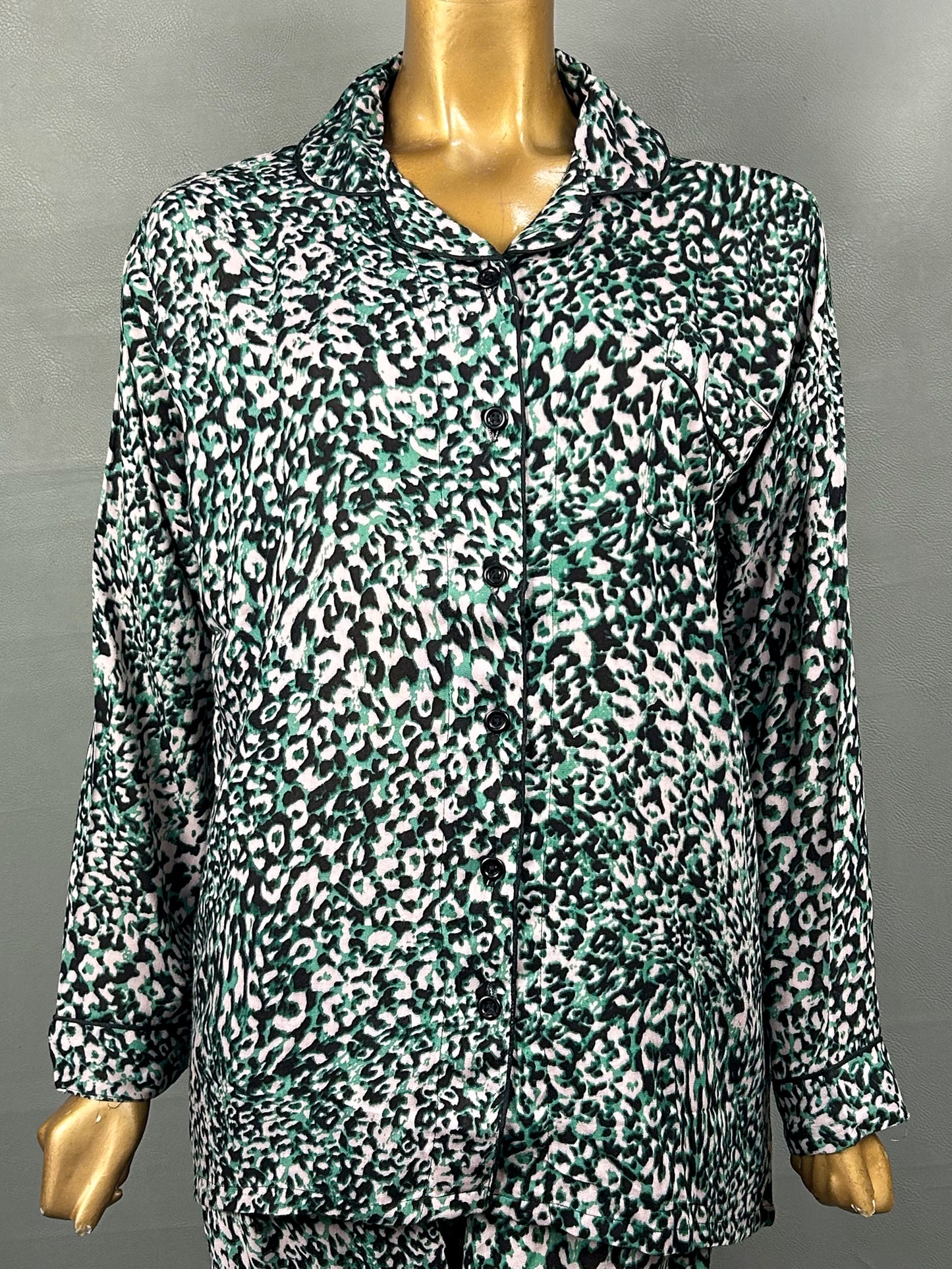 Green Linen Printed Night Suit For Women WNS17