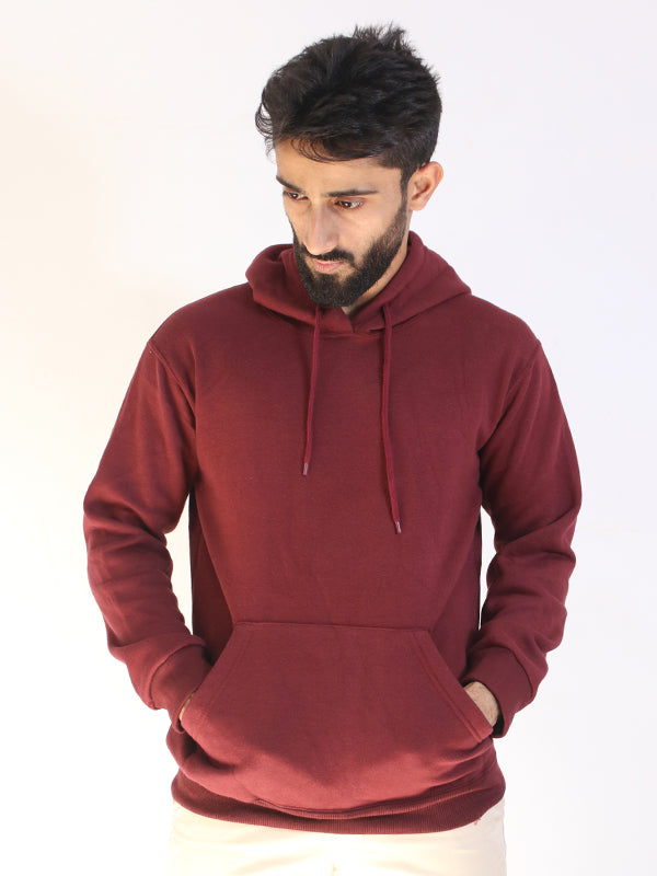 MM Unisex Plain Pullover Hoodie Maroon