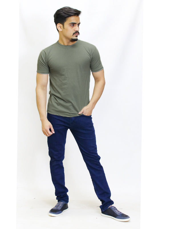 M Men's Plain Crew Neck T-Shirt Green