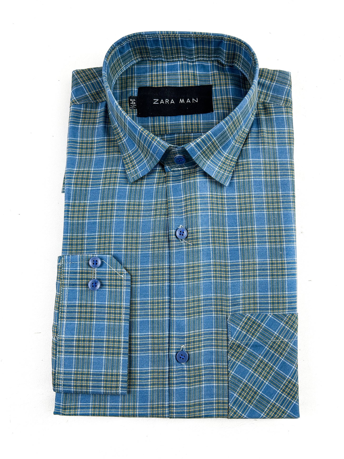 Blue Checks Formal Dress Shirt For Men MFS317