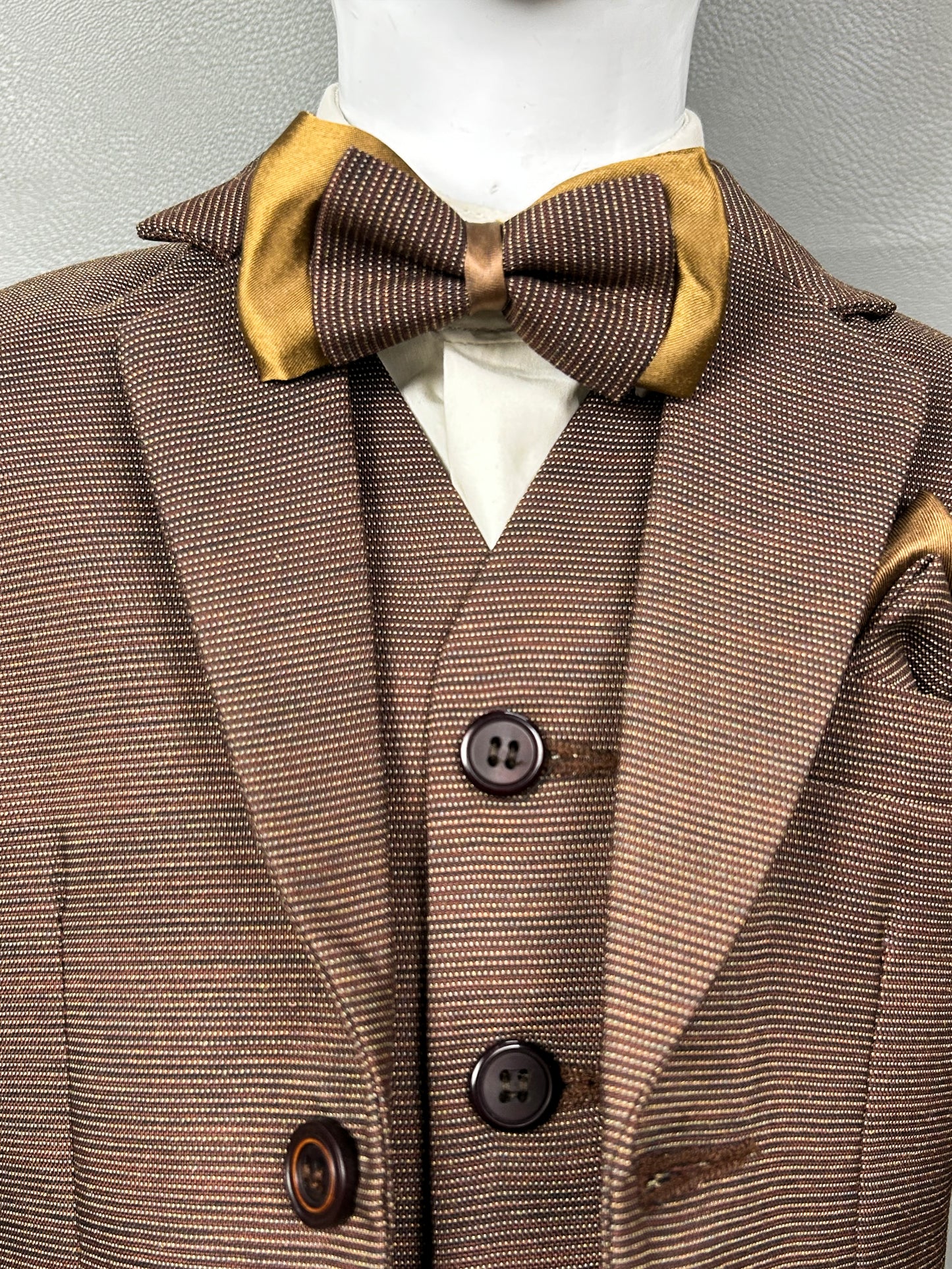 6Mth - 14Yrs Brown 5Pcs Coat Pant Suit for Boys BCP25