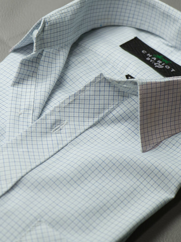 MFS04 Men's Formal Dress Shirt Light Green Checks