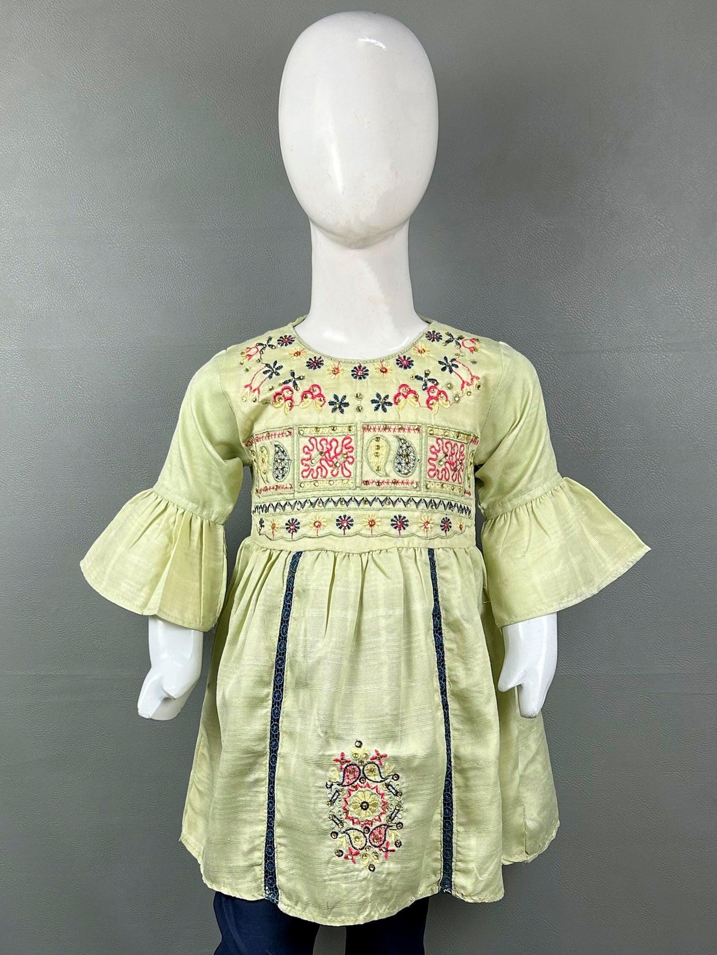 2Yr - 8Yrs Light Green Embroidered Suit For Girls RZ GS198