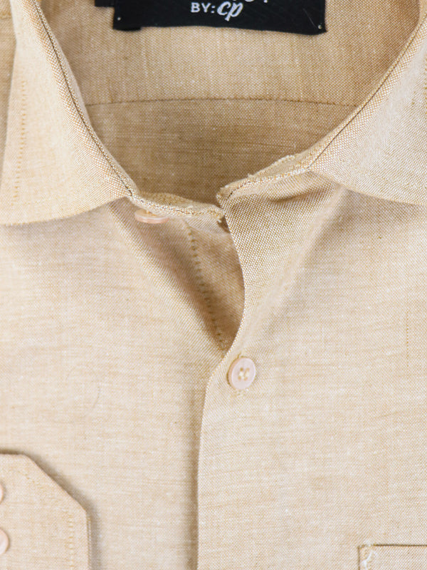 Z Men's Plain Chambray Formal Dress Shirt Light Peachy Brown