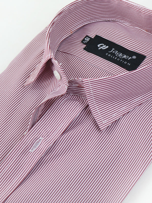 MFS06 Men's Formal Dress Shirt Dark Pink Lines