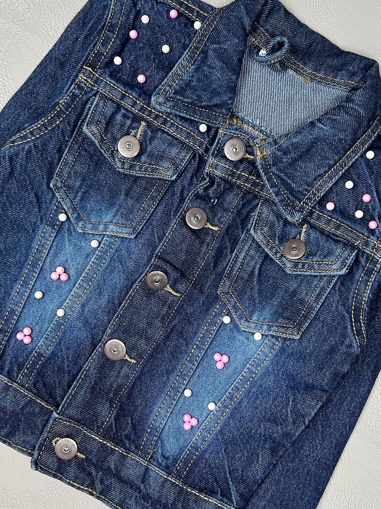 6Mth- 8Yrs Faded Dark Blue Denim Jacket For Girls KJ39