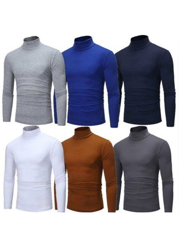 1 Pcs Men's Plain High Neck Multicolor